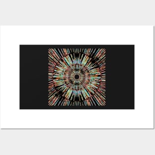 Fringefries | Rainbow Neon Mandala-like Pattern Posters and Art